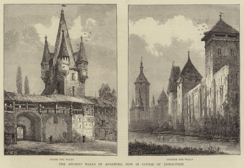 Starożytne mury Augsburga, obecnie w trakcie rozbiórki autorstwa Henry William Brewer