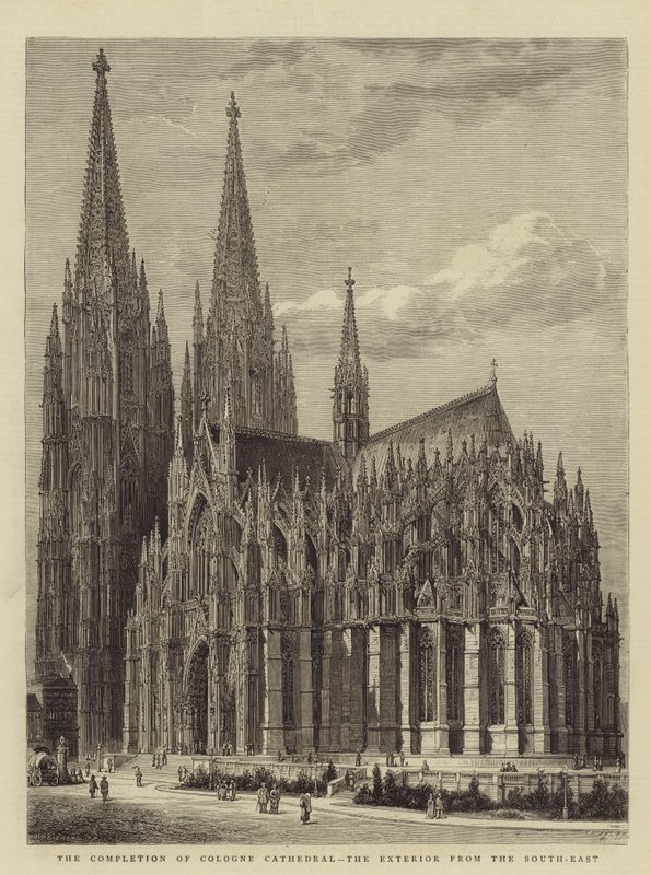 Zakończenie budowy katedry w Kolonii, widok z zewnątrz od południowego wschodu autorstwa Henry William Brewer