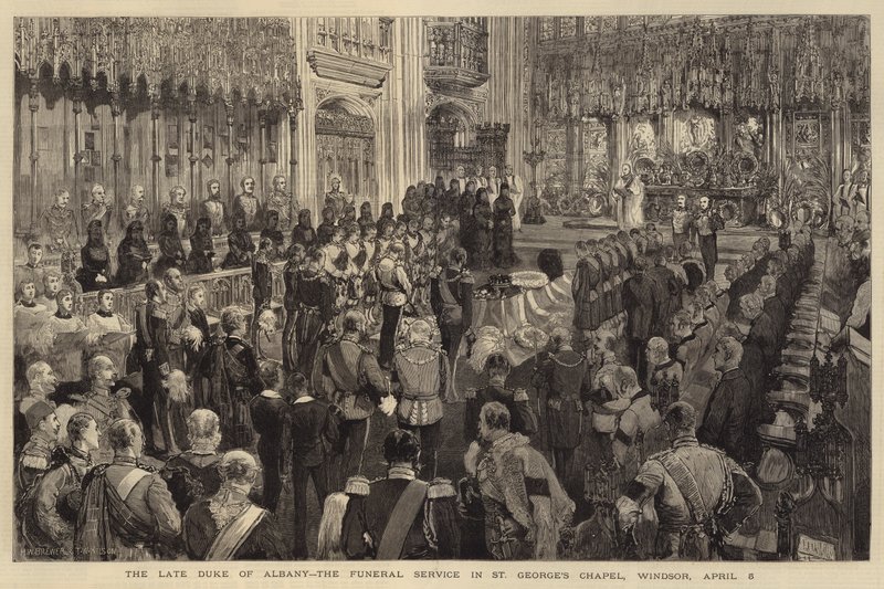 Późny książę Albany, nabożeństwo pogrzebowe w kaplicy św. Jerzego, Windsor, 5 kwietnia autorstwa Henry William Brewer