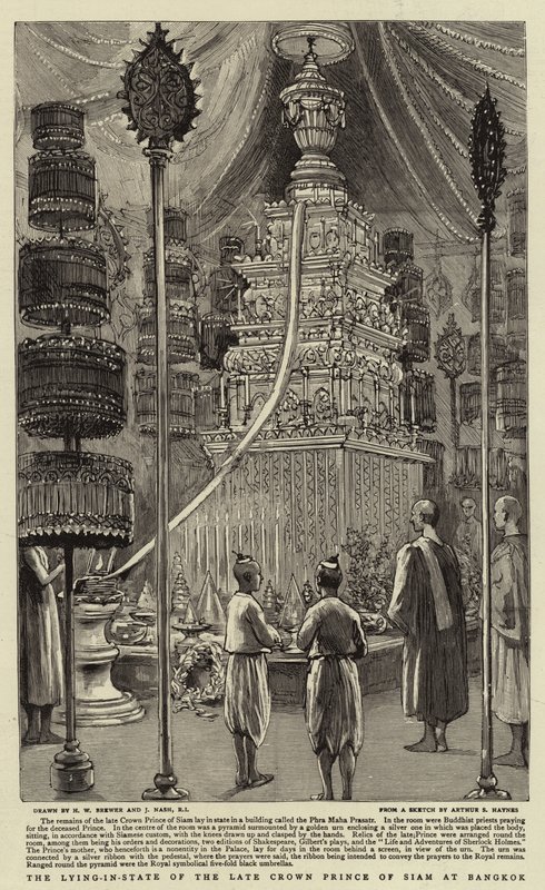 Leżący w stanie zmarłego księcia Syjamu w Bangkoku autorstwa Henry William Brewer