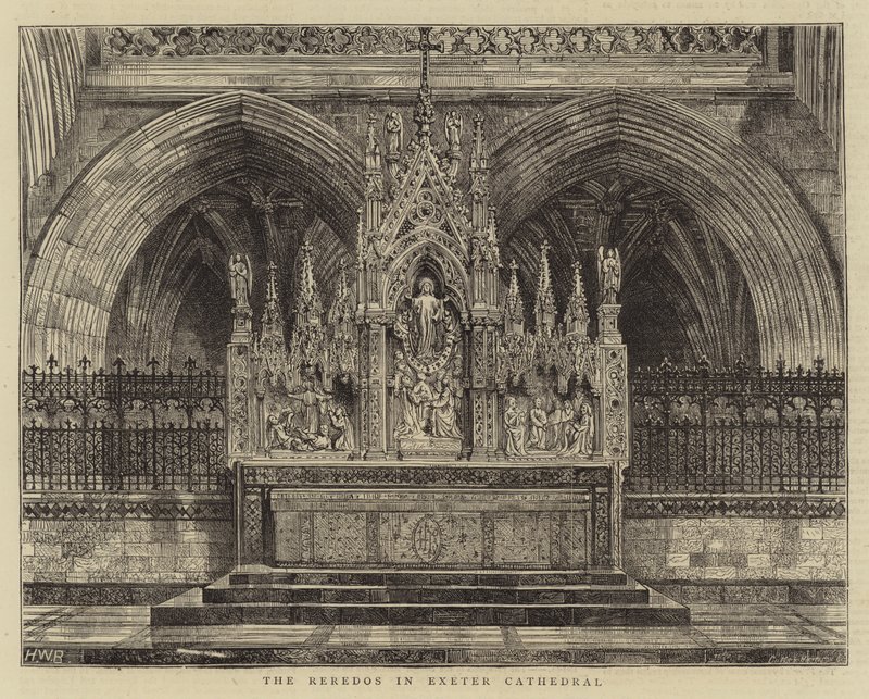Reredos w katedrze w Exeter autorstwa Henry William Brewer
