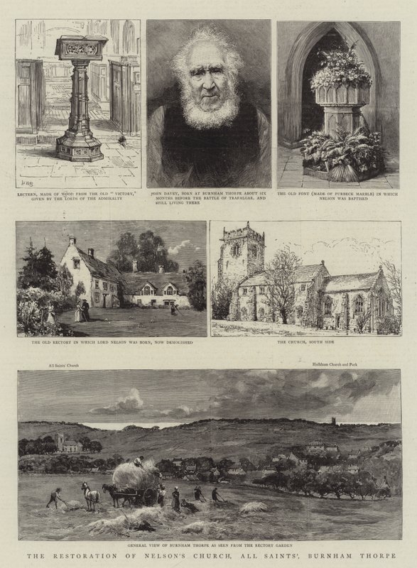 Przywrócenie kościoła Nelsona, Wszystkich Świętych, Burnham Thorpe autorstwa Henry William Brewer