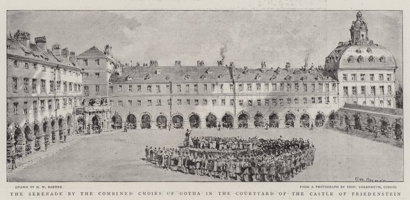 Serenada Chórów Połączonych z Gotha na dziedzińcu zamku Friedenstein autorstwa Henry William Brewer