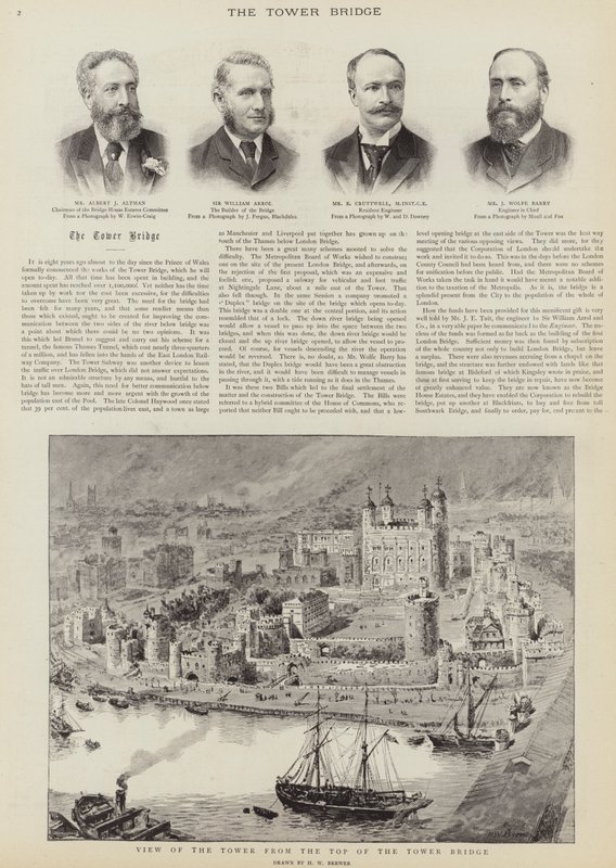Budowa Tower Bridge w Londynie autorstwa Henry William Brewer