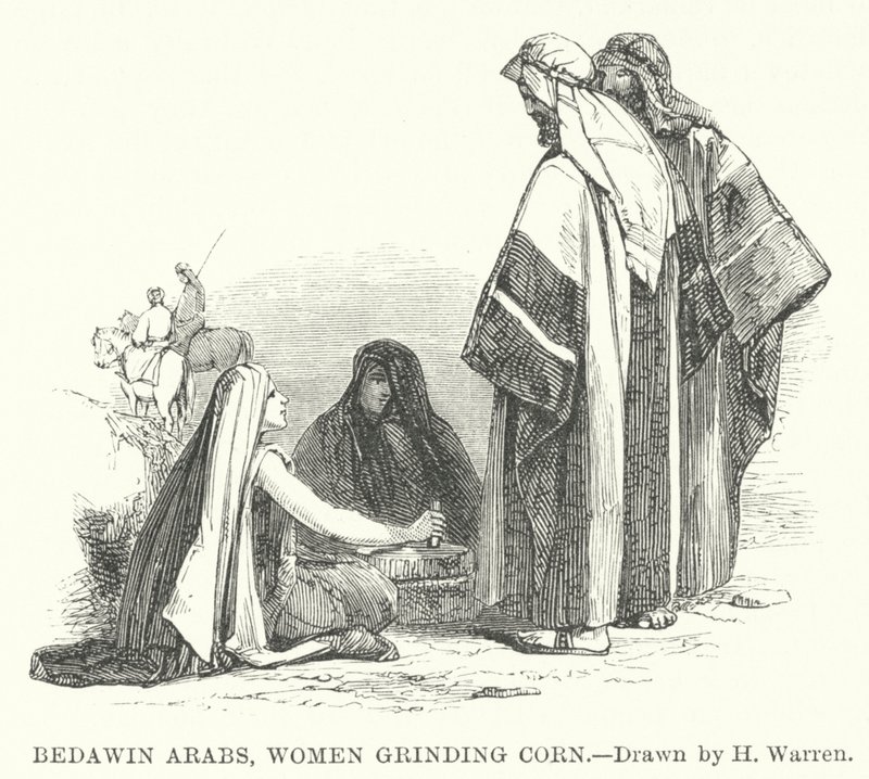 Arabowie Beduini, Kobiety mielące Kukurydza (Grawerowanie) autorstwa Henry (after) Warren
