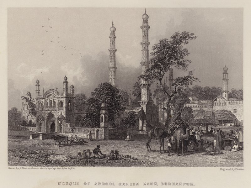 Meczet Abdula Rahima Khana, Burhanpur (kolor lito) autorstwa Henry (after) Warren