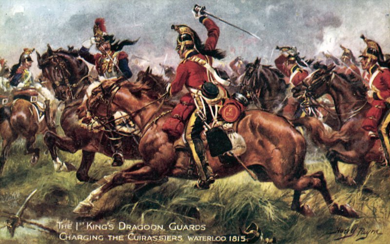 1. (Królowie) Dragon Guards, bitwa pod Waterloo, 18 czerwca 1815 autorstwa Henry A. Payne