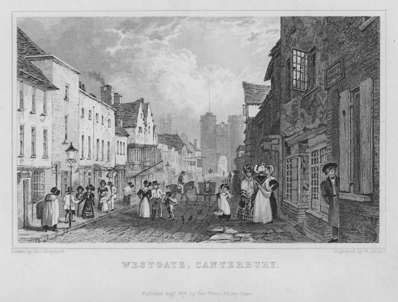 Westgate, Canterbury, Kent (grawerowanie) autorstwa Henry Adlard