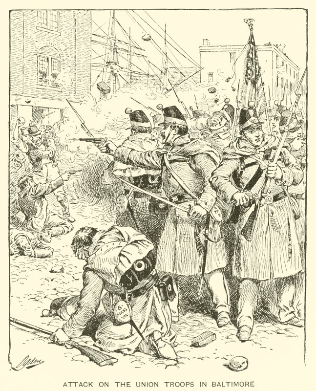 Atak na oddziały Unii w Baltimore (lito) autorstwa Henry Alexander (after) Ogden