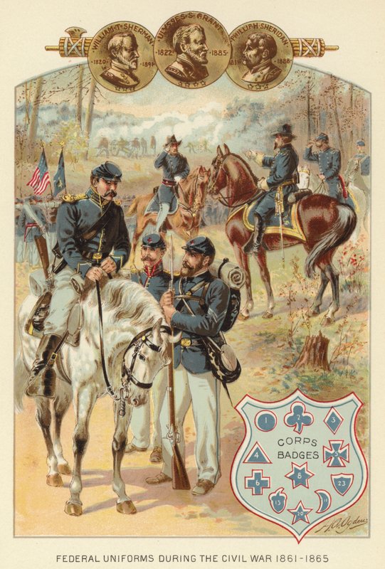 Mundury federalne podczas wojny secesyjnej 1861-1865 (kolor lito) autorstwa Henry Alexander (after) Ogden