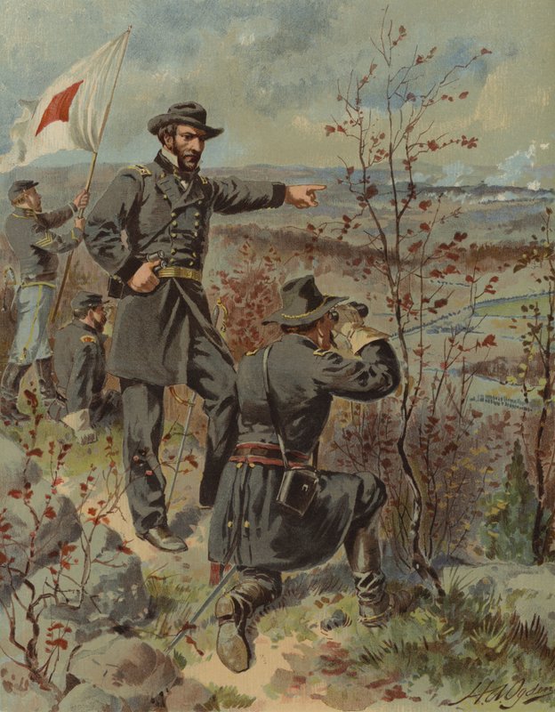 Generał Sherman w Kenesaw Mountain, Georgia, wojna secesyjna, 4 października 1864 (chromolitho) autorstwa Henry Alexander (after) Ogden