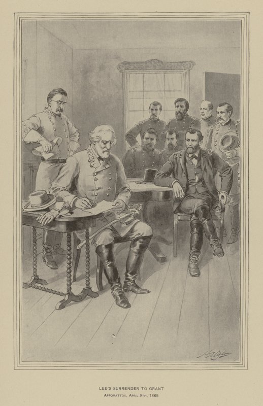 Poddanie Lee Grantowi, Appomattox, Wirginia, 9 kwietnia 1865 (lito) autorstwa Henry Alexander (after) Ogden