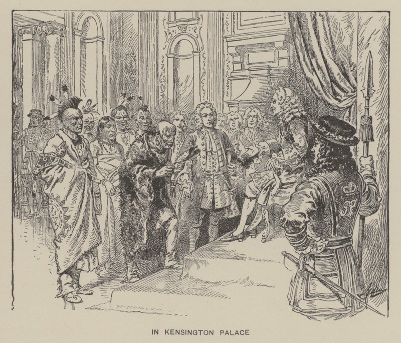 Przyjęcie Indian Creek przez króla Jerzego II w Pałacu Kensington autorstwa Henry Alexander (after) Ogden