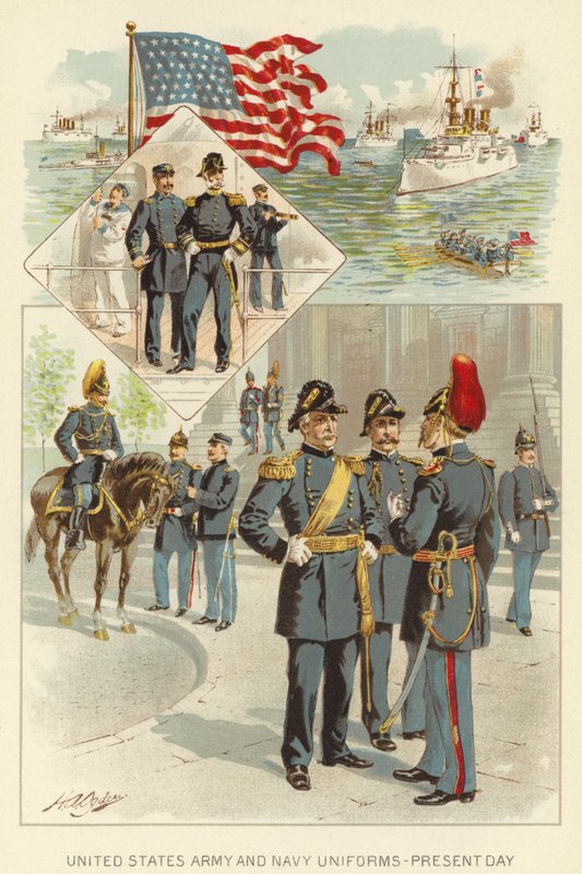 Mundury armii i marynarki Stanów Zjednoczonych, dzień dzisiejszy (kolor lito) autorstwa Henry Alexander (after) Ogden