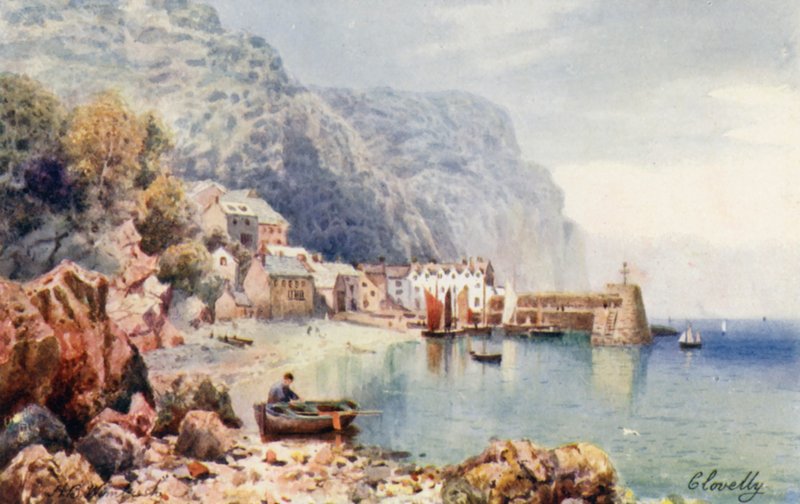 Clovelly (kolorowa litografia) autorstwa Henry B. (after) Wimbush
