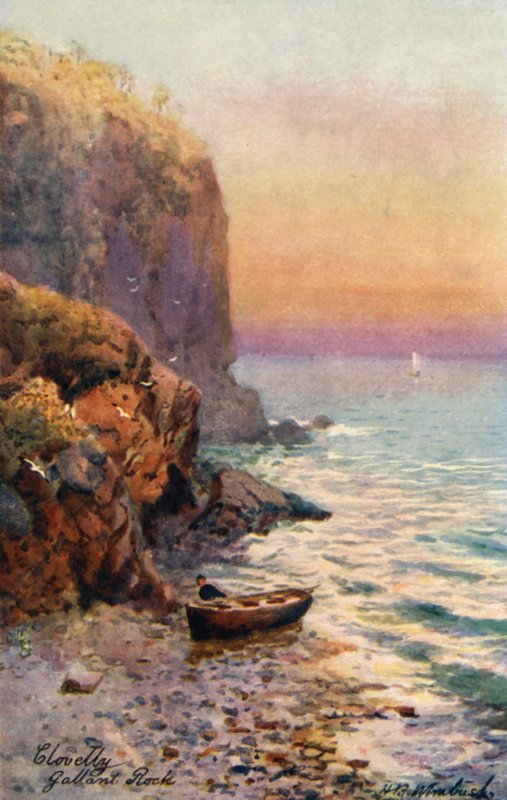 Gallant Rock, Clovelly (kolorowa litografia) autorstwa Henry B. (after) Wimbush