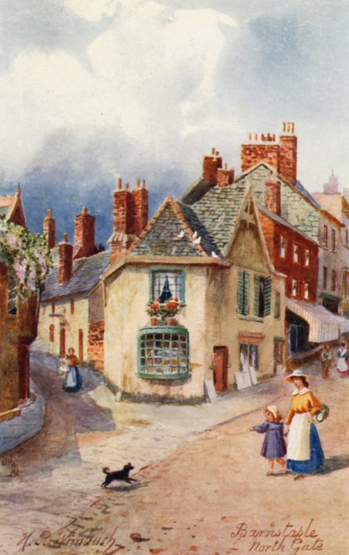 North Gate, Barnstaple (kolorowa litografia) autorstwa Henry B. (after) Wimbush