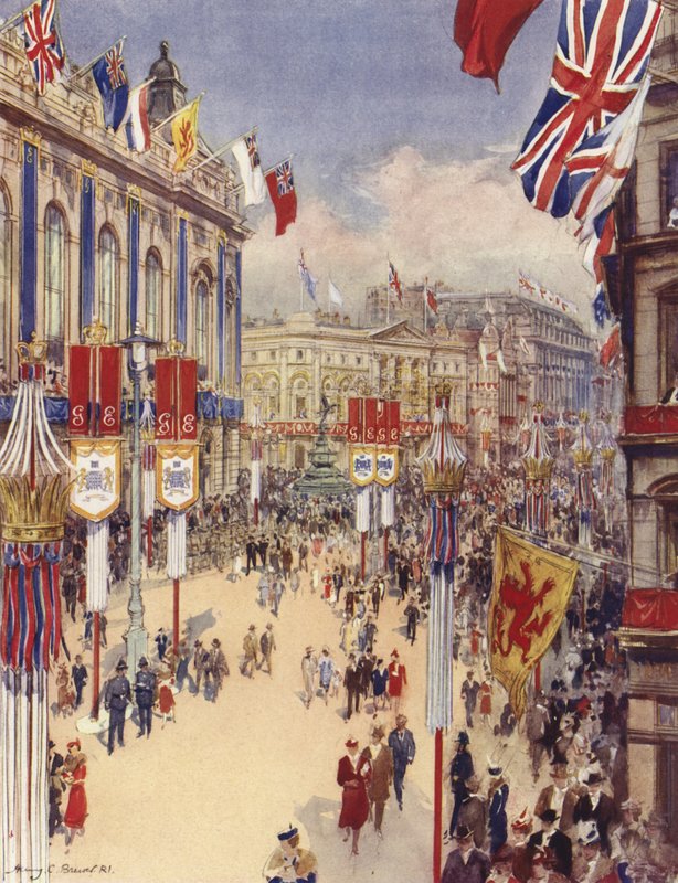 Piccadilly Circus, Londyn (kolor lito) autorstwa Henry Charles Brewer