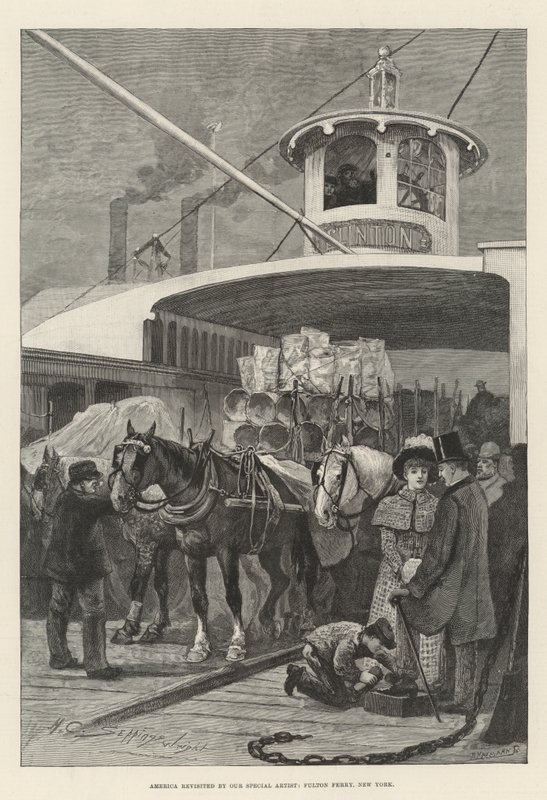 Ameryka na nowo odkryta przez naszego specjalnego artystę, Fulton Ferry, Nowy Jork autorstwa Henry Charles Seppings Wright