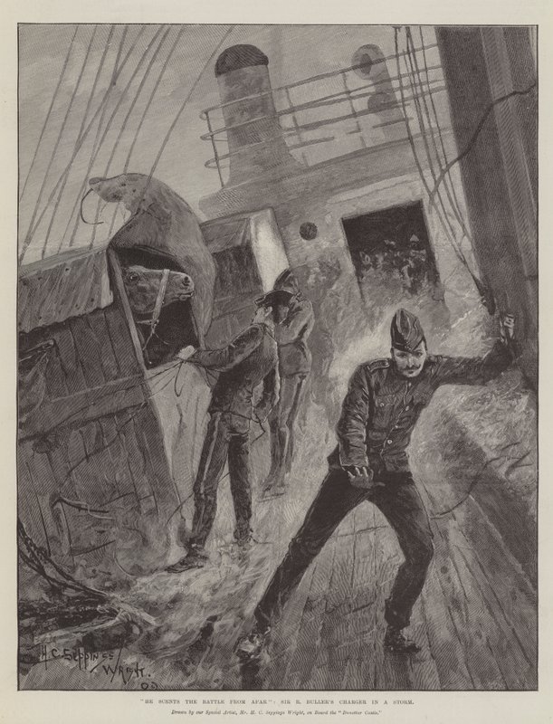 Wyczuwa bitwę z daleka, Szarża Sir R. Bullera w burzy autorstwa Henry Charles Seppings Wright