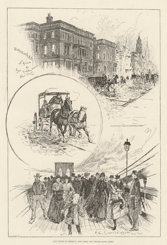 Nasz artysta w Ameryce, Nowy Jork Ludzie wracają do domu autorstwa Henry Charles Seppings Wright