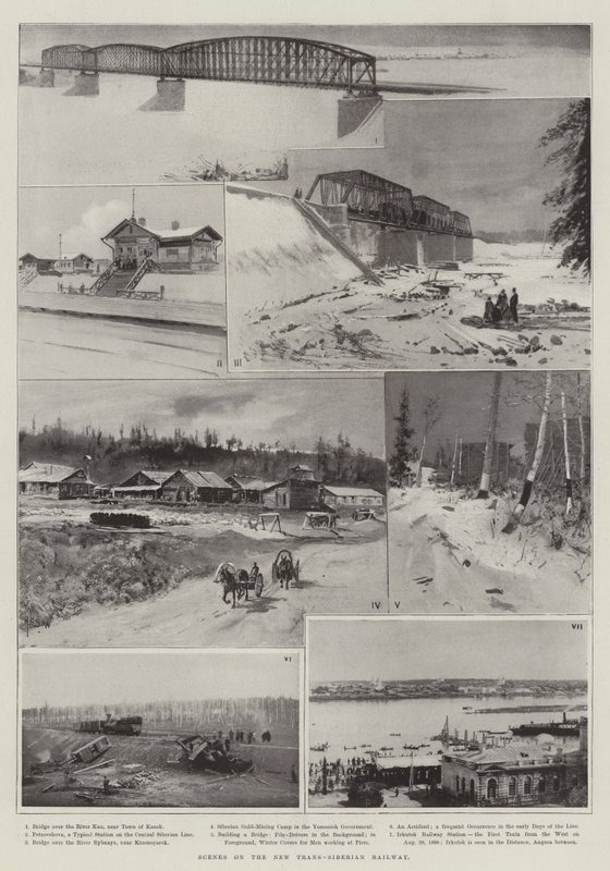 Sceny z Nowej Kolei Transsyberyjskiej autorstwa Henry Charles Seppings Wright