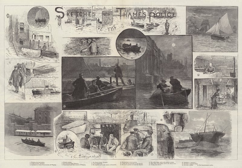 Szkice policji w Tamizie autorstwa Henry Charles Seppings Wright