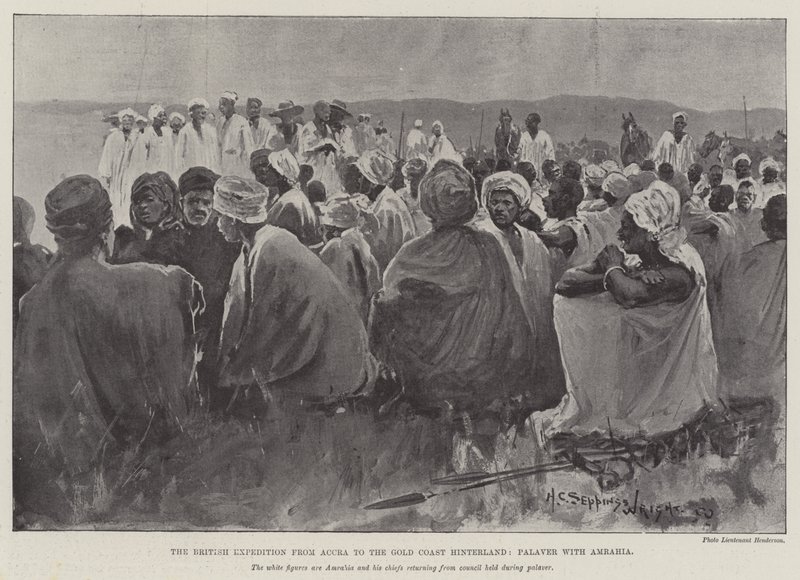 Brytyjska wyprawa z Akry do Gold Coast Hinterland, Palaver z Amrahia autorstwa Henry Charles Seppings Wright