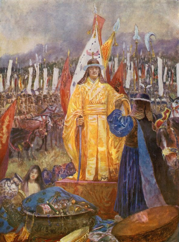Wielki Marszałek ogłoszony cesarzem na polu bitwy (kolorowa litografia) autorstwa Henry Charles Seppings Wright