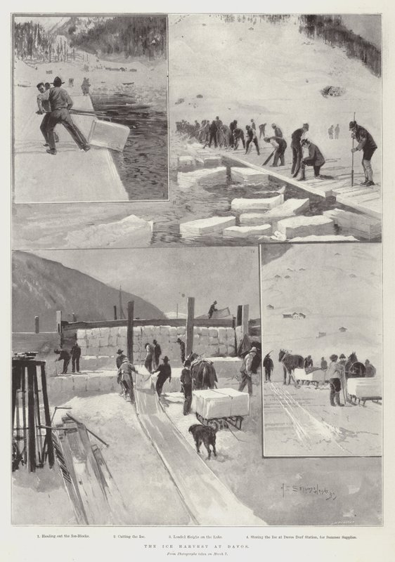 Lodowe żniwa w Davos autorstwa Henry Charles Seppings Wright