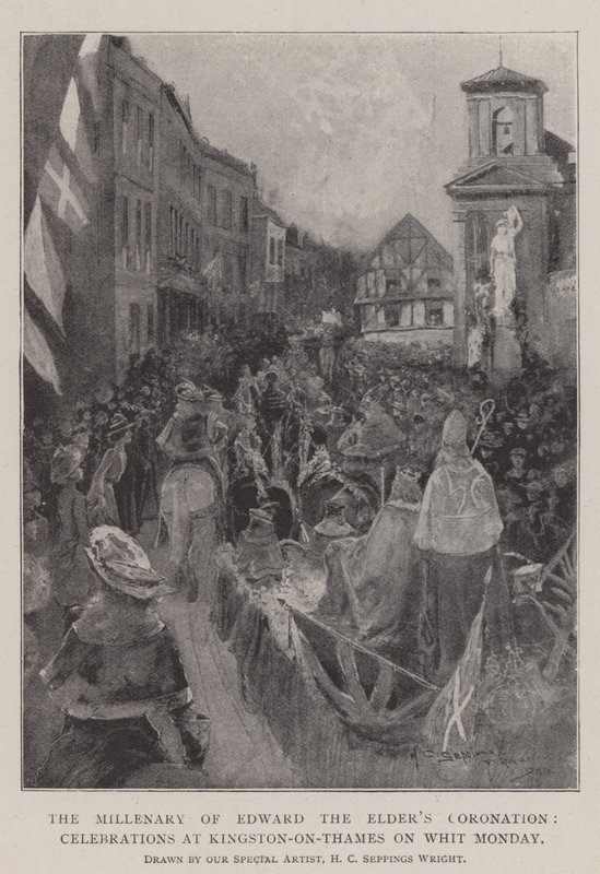 Tysiąclecie koronacji Edwarda Starszego, obchody w Kingston-on-Thames w Zielone Świątki autorstwa Henry Charles Seppings Wright