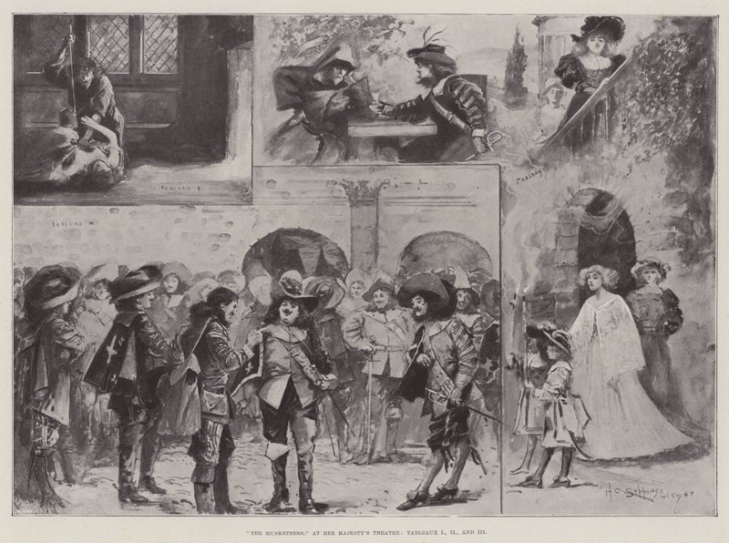 Muszkieterowie w Teatrze Jej Królewskiej Mości, Tableaux I, II i III autorstwa Henry Charles Seppings Wright