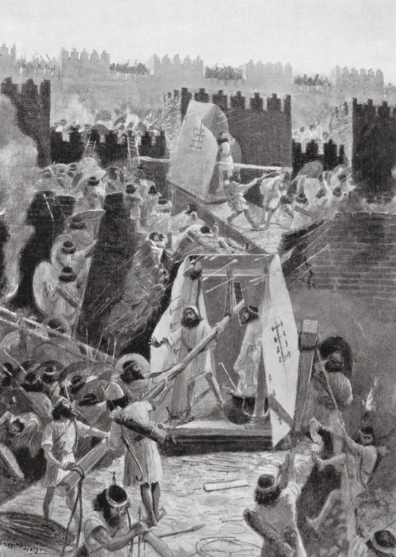 Persowie szturmujący cytadelę Babilonu (litografia) autorstwa Henry Charles Seppings Wright