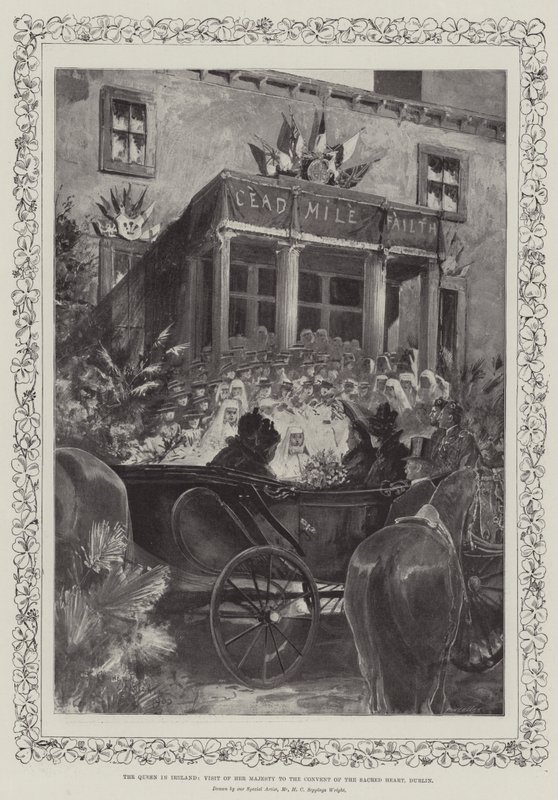 Królowa w Irlandii, wizyta Jej Królewskiej Mości w klasztorze Najświętszego Serca w Dublinie autorstwa Henry Charles Seppings Wright