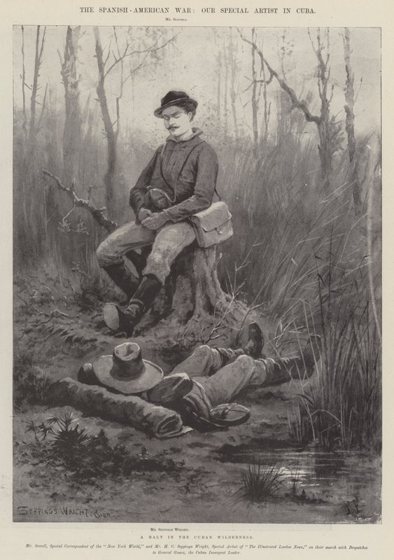 Wojna hiszpańsko-amerykańska, zatrzymanie na kubańskiej pustyni autorstwa Henry Charles Seppings Wright