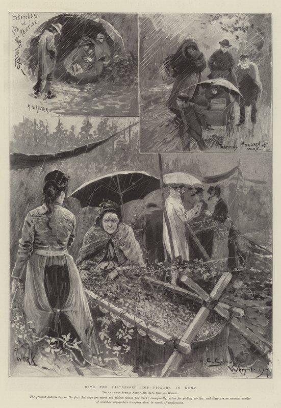 Z Distressed Hop-Pickers w Kent autorstwa Henry Charles Seppings Wright