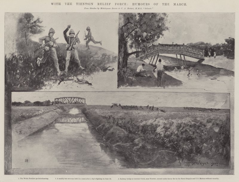 Z Tientsin Relief Force, humory marszu autorstwa Henry Charles Seppings Wright