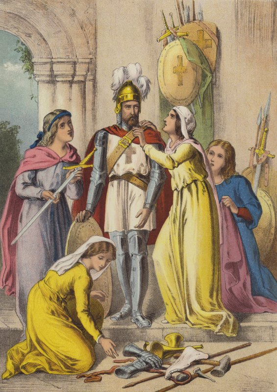 Chrześcijański uzbrojony (chromolitho) autorstwa Henry Courtney (after) Selous
