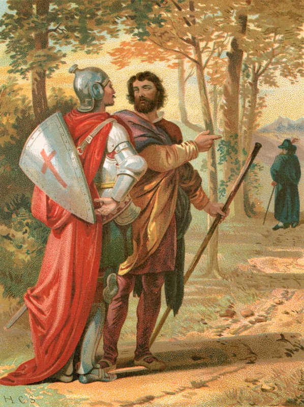 Chrześcijanie i Hopeful wyprzedzają By-ends autorstwa Henry Courtney Selous