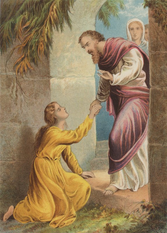 Miłosierdzie mdlejące przy bramie (chromolitho) autorstwa Henry Courtney Selous