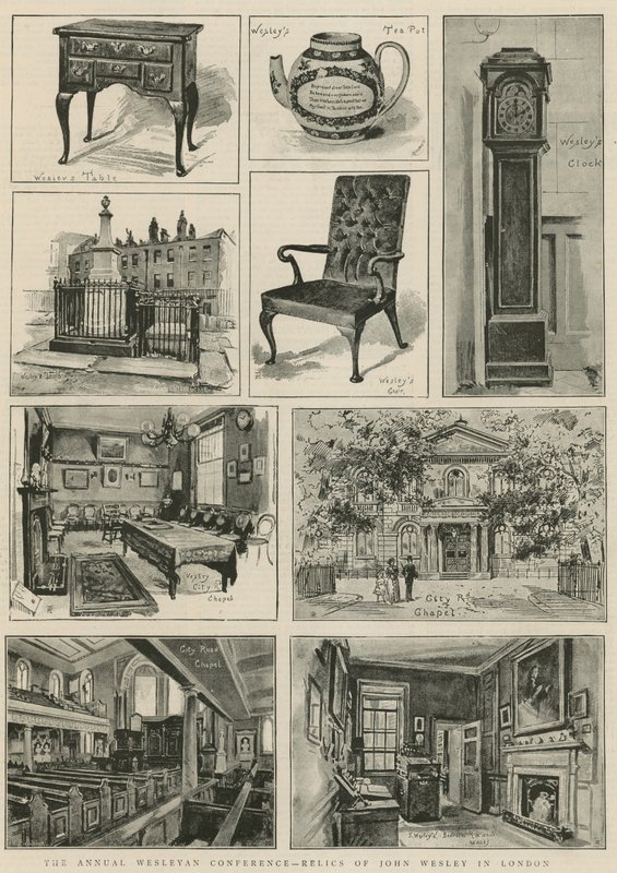 Doroczna konferencja Wesleyan - relikwie Johna Wesleya w Londynie (rycina) autorstwa Henry Edward Tidmarsh