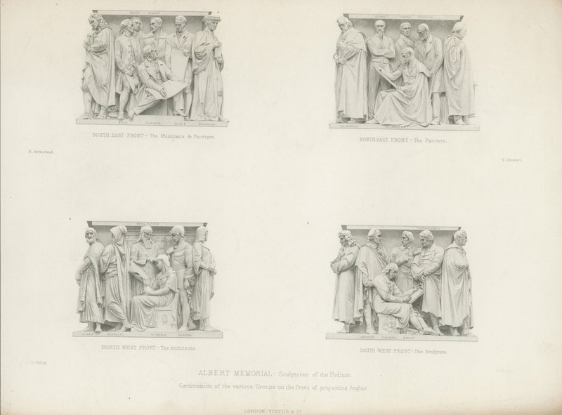 Rzeźby na podium pomnika Alberta autorstwa Henry Hugh Armstead