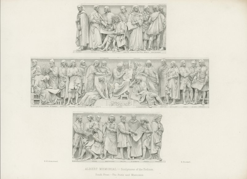 Rzeźby na podium pomnika Alberta autorstwa Henry Hugh Armstead