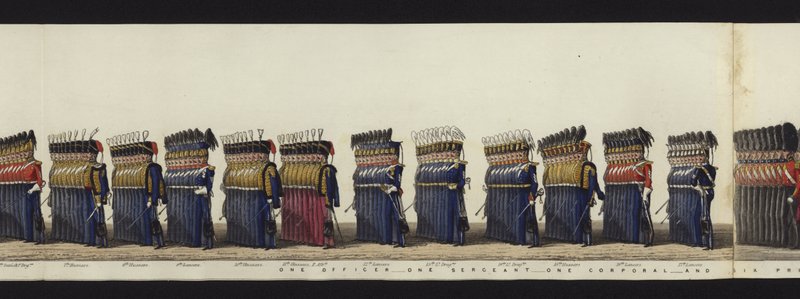 Część panoramicznego widoku całego konduktu pogrzebowego Artura, księcia Wellington (kolorowa akwatinta) autorstwa Henry Jr and Sala Alken