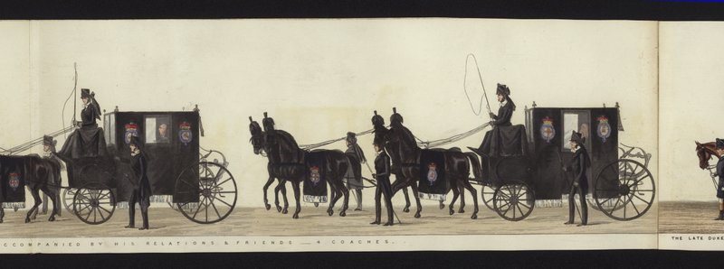 Część panoramicznego widoku całego konduktu pogrzebowego Artura, księcia Wellington (kolorowa akwatinta) autorstwa Henry Jr and Sala Alken