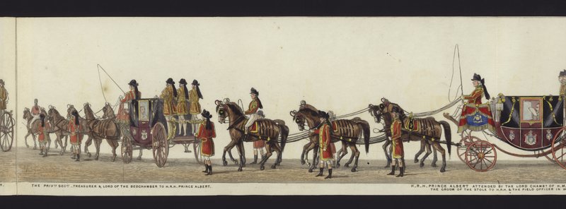 Część panoramicznego widoku całego konduktu pogrzebowego Artura, księcia Wellington (kolorowa akwatinta) autorstwa Henry Jr and Sala Alken