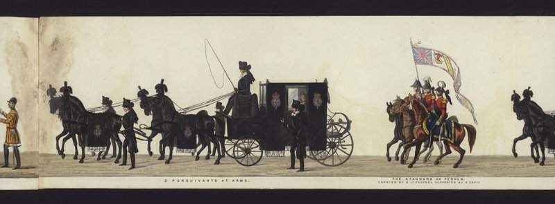 Część panoramicznego widoku całego konduktu pogrzebowego Artura, księcia Wellington (kolorowa akwatinta) autorstwa Henry Jr and Sala Alken