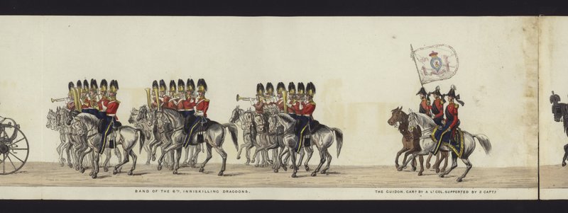 Część panoramicznego widoku całego konduktu pogrzebowego Artura, księcia Wellington (kolorowa akwatinta) autorstwa Henry Jr and Sala Alken