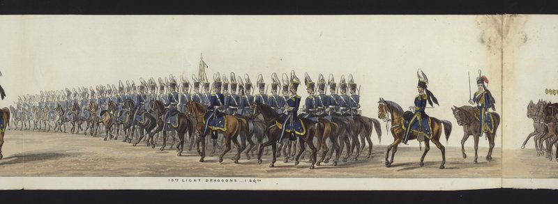 Część panoramicznego widoku całego konduktu pogrzebowego Artura, księcia Wellington (kolorowa akwatinta) autorstwa Henry Jr and Sala Alken