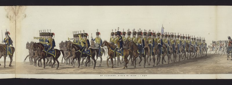 Część panoramicznego widoku całego konduktu pogrzebowego Artura, księcia Wellington (kolorowa akwatinta) autorstwa Henry Jr and Sala Alken